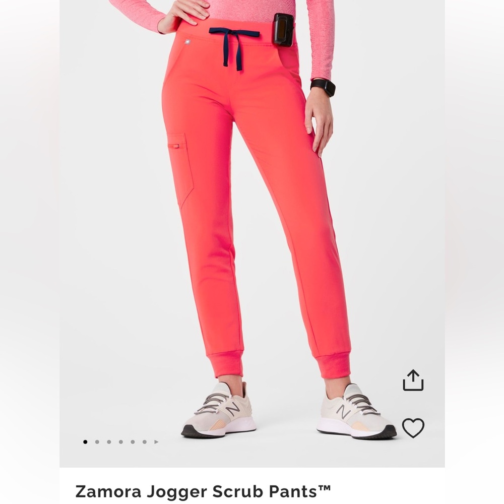 FIGS Zamora joggers. Color — fiery coral. Size — small, regular